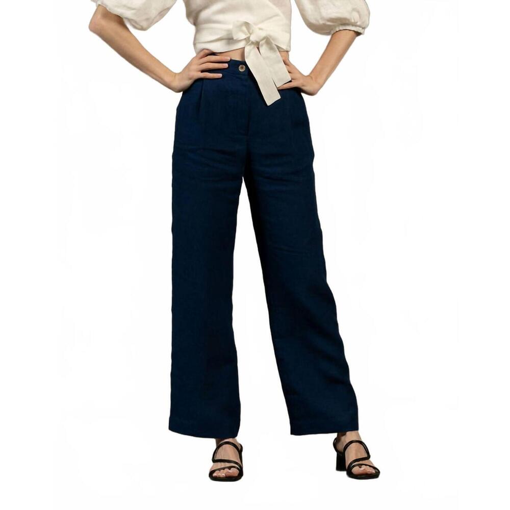 NEW MENIQUE high drape wide leg pants in storm blue